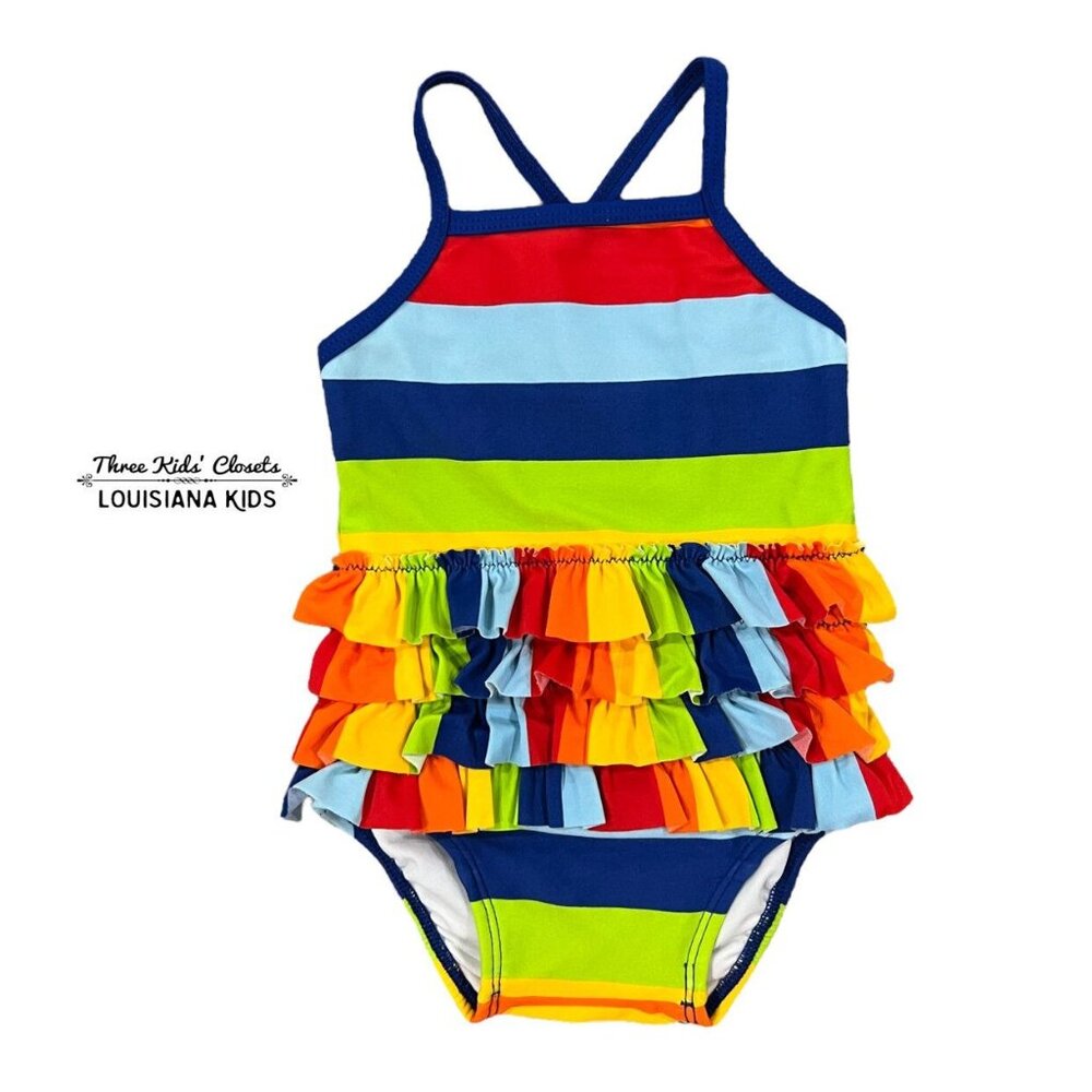 Hanna Andersson Sz 70 (6-12m) Rainbow Striped Swim Bathing Suit